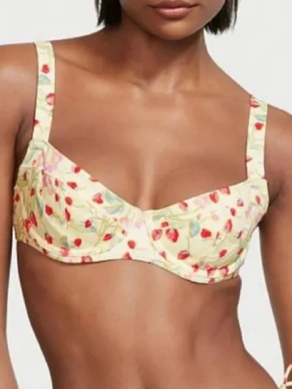 Victoria’s Secret Strawberry Yellow Essential Wicked Swim Top Size 38DDD - Picture 1 of 8
